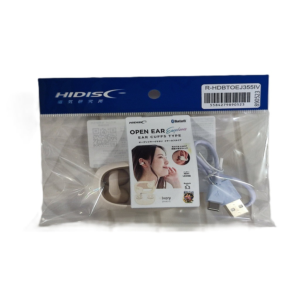 【リファービッシュ】HIDISC イヤーカフタイプ完全ワイヤレスイヤホン アイボリー R-HDBTOEJ355IV
