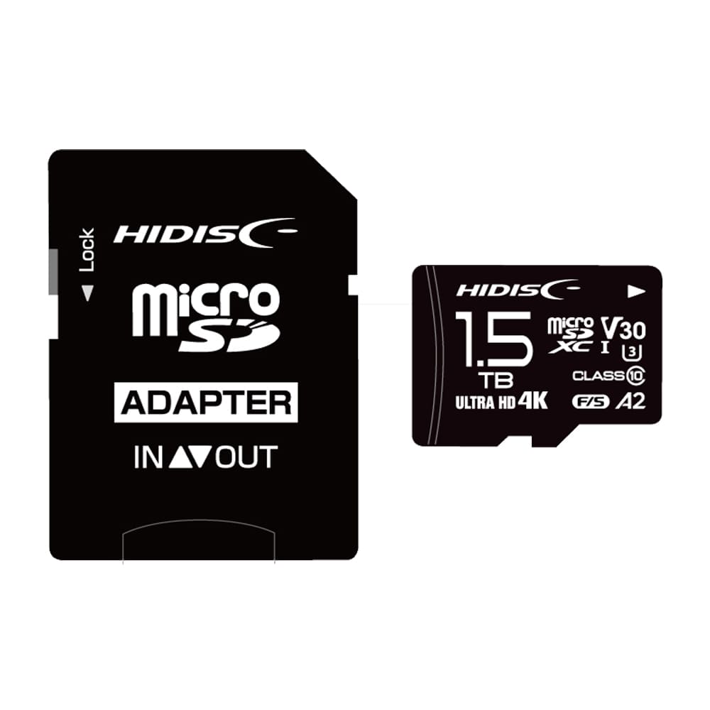 HIDISC 超高速microSDXCカード 1.5TB CLASS10 UHS-I Speed class3, A2対応  HDMCSDX1.5TA2V30