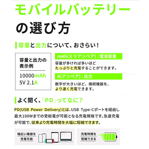 HIDISC PD30W急速充電 Type-Cx2, USB-Ax1 モバイルバッテリー 10000mAh HD-PD30W10000FTWH