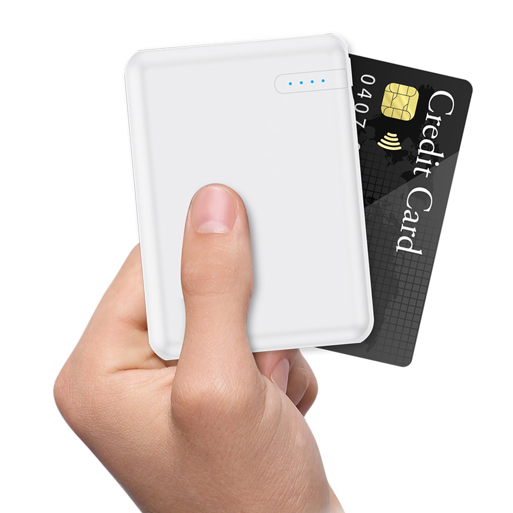 HIDISC モバイルバッテリー5000mAh クレジットカードと同等サイズの極薄設計 HD4-MBTC5000CSWH