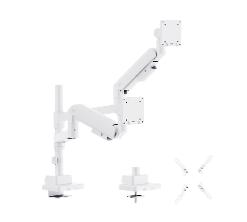 Titan ポール取付式ガススプリング式デュアルモニターアーム（24〜57インチ・高耐荷重・VESA対応）