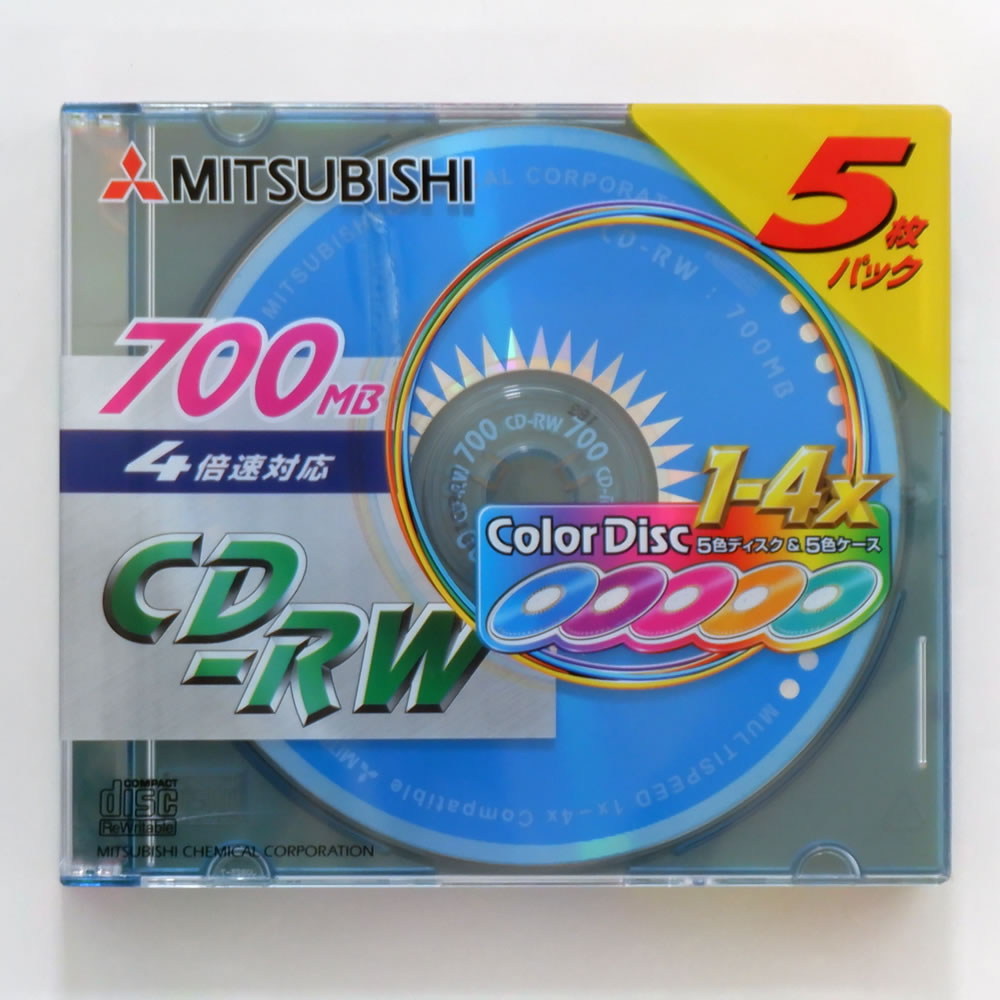 【100枚まとめ買い】【アウトレット】三菱化学メディア CD-RW 4倍速対応 700MB カラーミックス 5枚×20パック