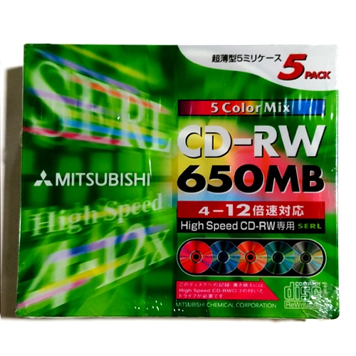 【95枚まとめ買い】【アウトレット】三菱化学メディア CD-RW 4-12倍速対応 650MB カラーミックス 5枚×19パック