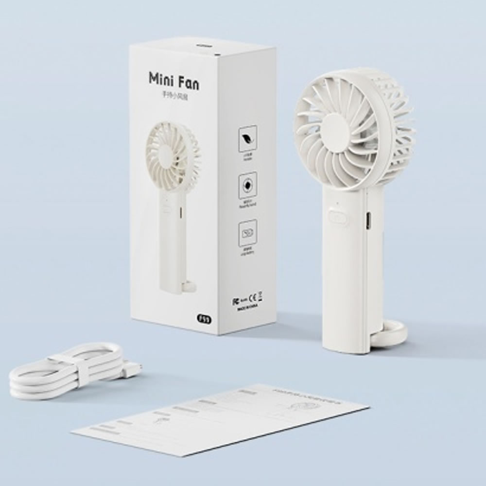 カラビナ付きハンディファン｜3段階風量調節・フック付きで持ち運び便利な充電式扇風機