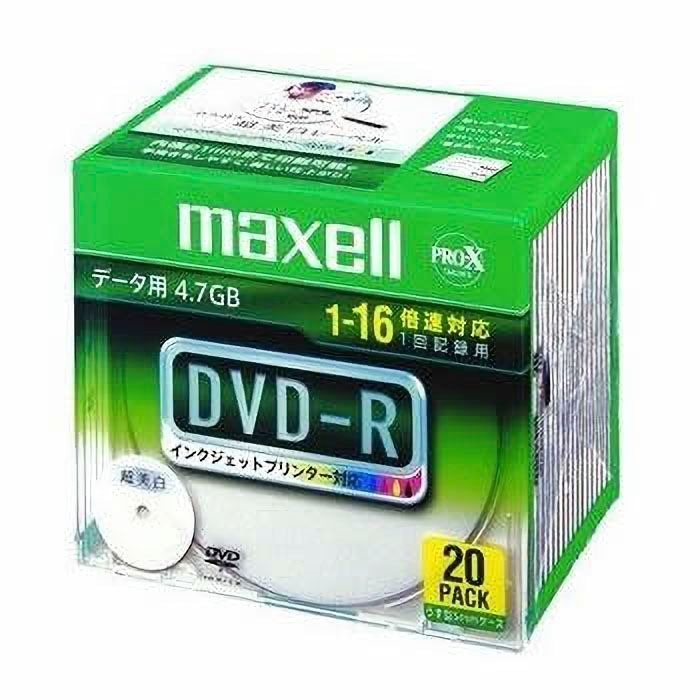 マクセル maxell データ用 1-16倍 DVD-R 4.7GB プリンタブル DR47WPD.S1P20S A 1パック（20枚入）