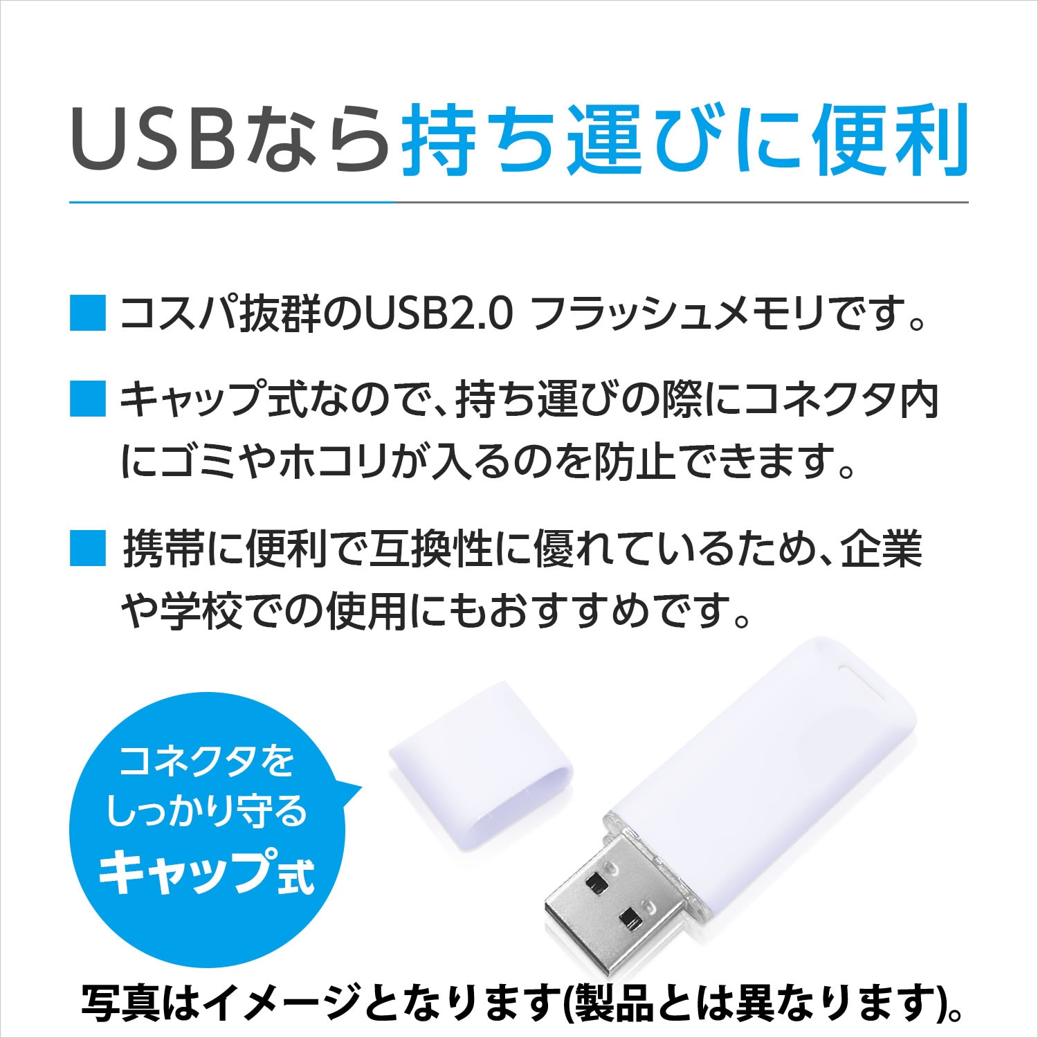 【データ復旧サービス付】HIDISC USB2.0 フラッシュドライブ 64GB 白 キャップ式　HDUF137C64G2DS