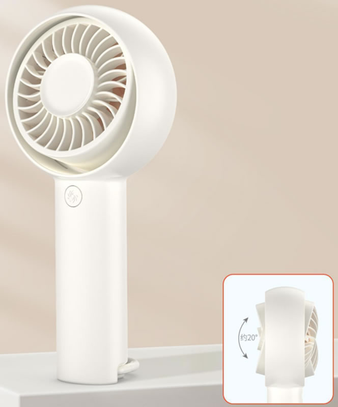 羽根部分回転可能ハンディファン｜5段階風量・1200mAh充電式・自由な角度調整で快適送風
