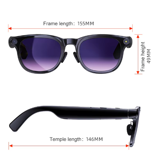 オープンイヤー スマートAIグラス オーディオ グラス　HDS-XG88PRO-BK