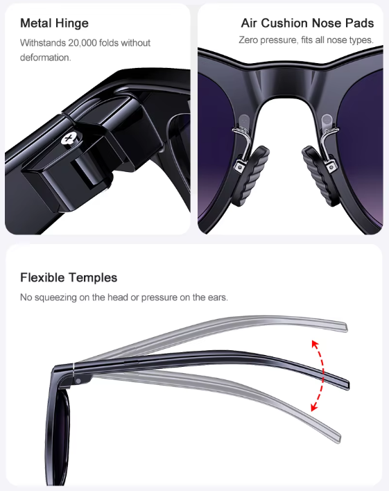 オープンイヤー スマートAIグラス オーディオ グラス　HDS-XG88PRO-BK