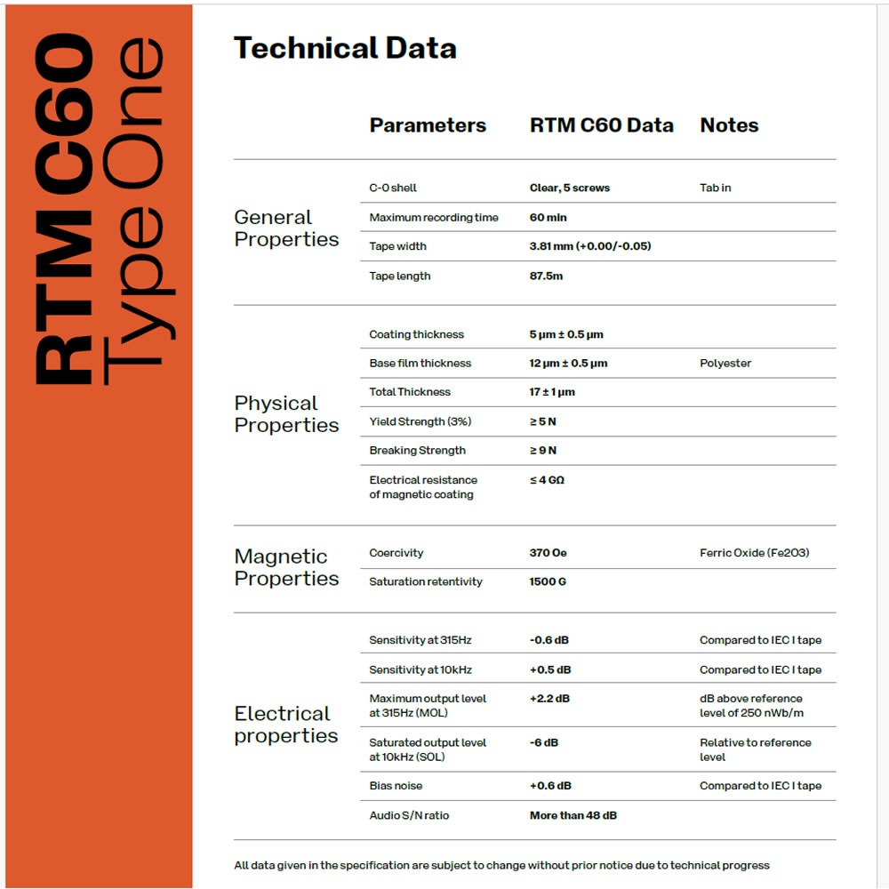 【RECORDING THE MASTERS】オーディオカセットテープ　RTM C-60 Made in France 【10本セット】