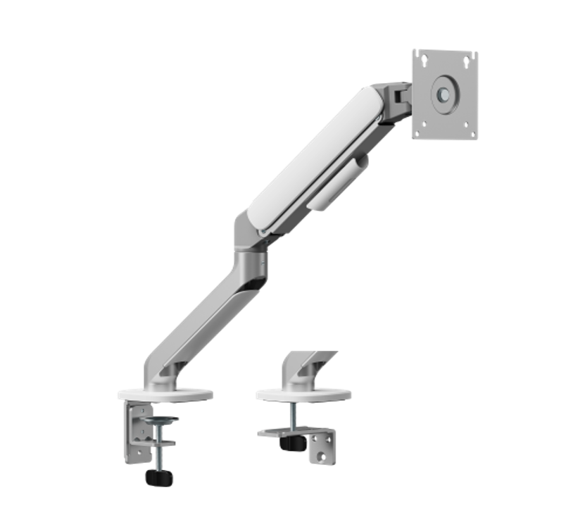 シンプル設計 ガススプリング式モニターアーム 17～32インチ対応 クランプ＆グロメット取付式
