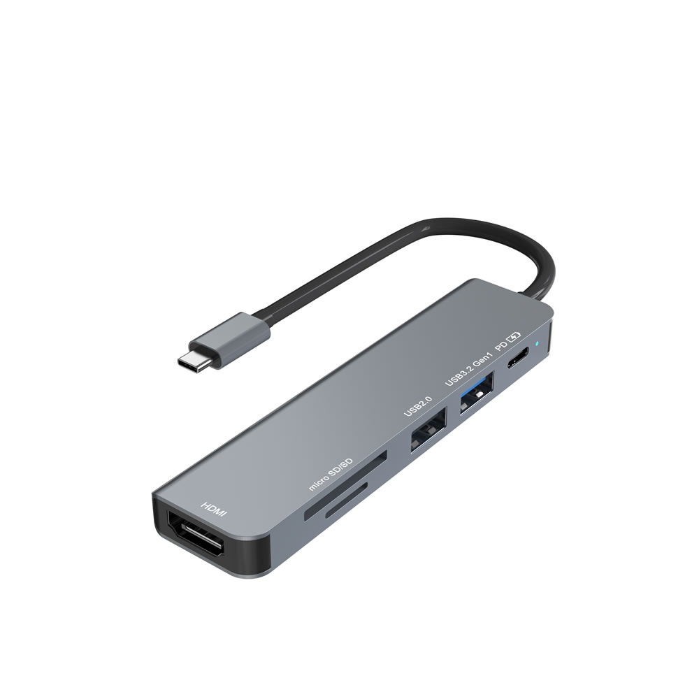 HIDISC 6in1 USB Type-C ハブ シルバー HD-6IN1HBSV