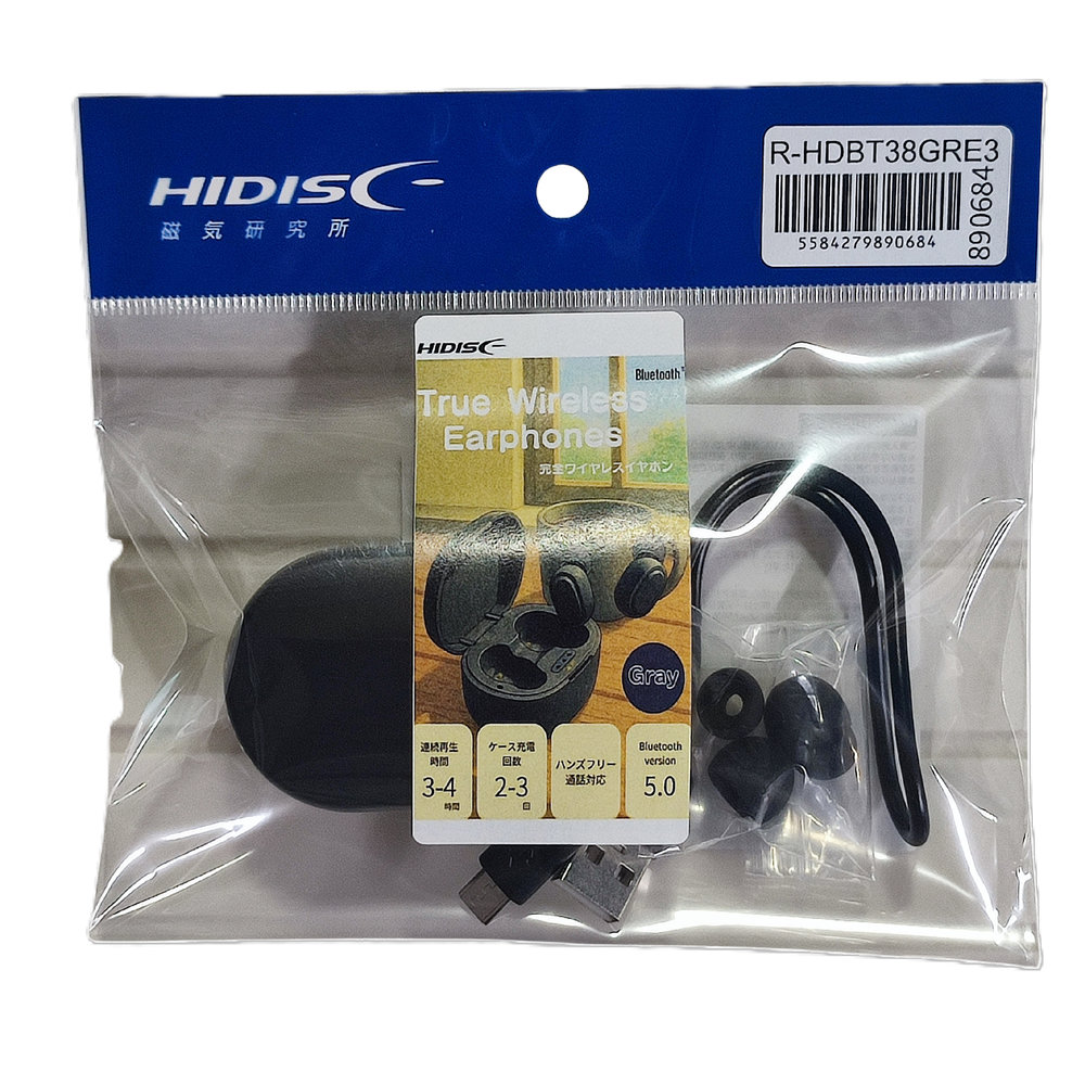 【リファービッシュ】 HIDISC 完全ワイヤレスイヤホン R-HDBT38GRE3