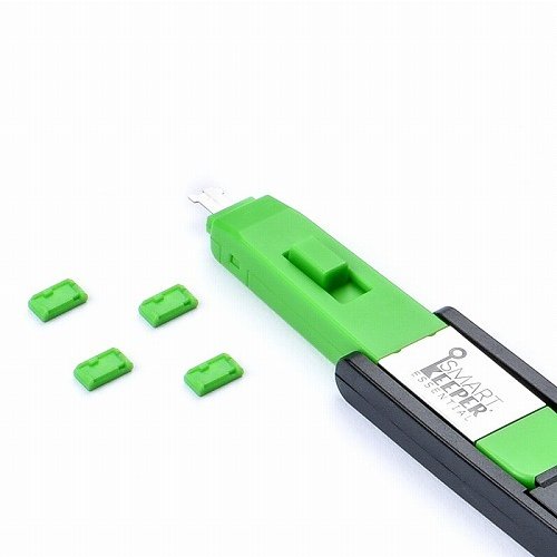 HIDISC SmartKeeper ESSENTIALシリーズ Mcro USB Type-Bポート ロックアダプタ 4個 プラス ロック解除キー(Lock Key Mini) セット グリーン HDMUL04PKGN