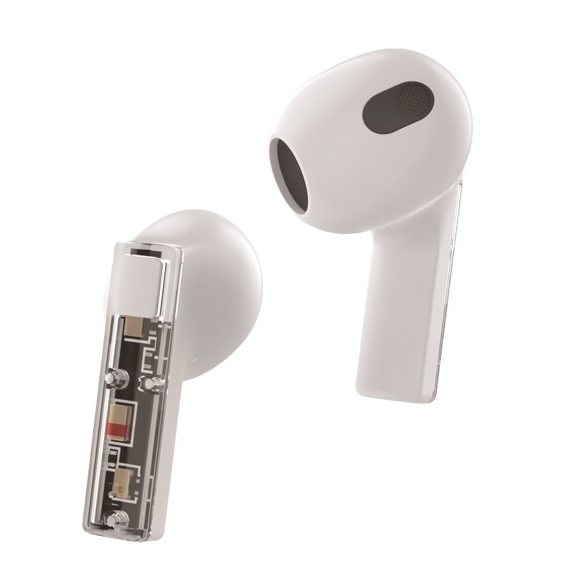 【リファービッシュ】HIDISC ENCマイク搭載 スケルトンフルwirelessイヤフォン ホワイト R-HD-BTCLA06WH