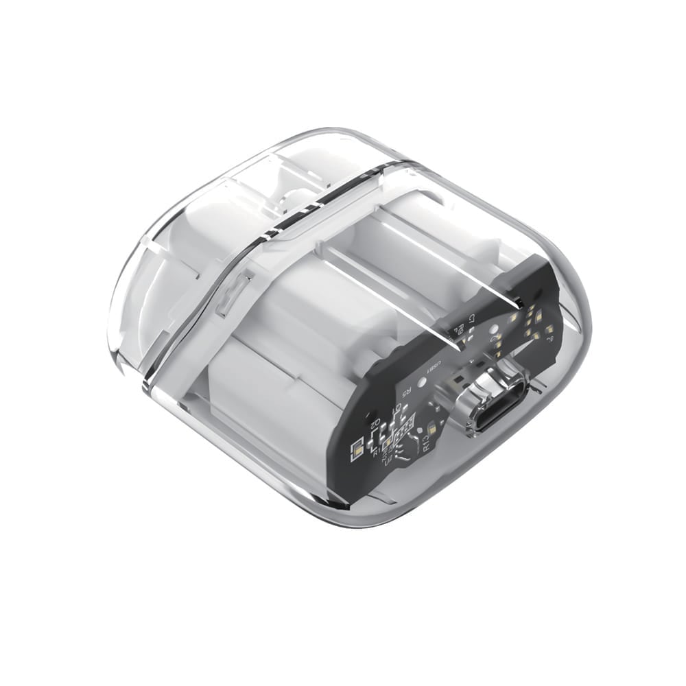 【リファービッシュ】HIDISC ENCマイク搭載 スケルトンフルwirelessイヤフォン ホワイト R-HD-BTCLA06WH