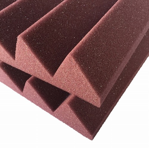 HIDISC Youwei 粘着テープ付高密度音響ウェッジ吸音パネル 60x60x5cm ワインレッド 6枚入り FA-BU60