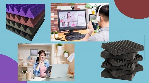 HIDISC Youwei 粘着テープ付高密度音響ウェッジ吸音パネル 60x60x5cm パープル 6枚入り FA-PU60
