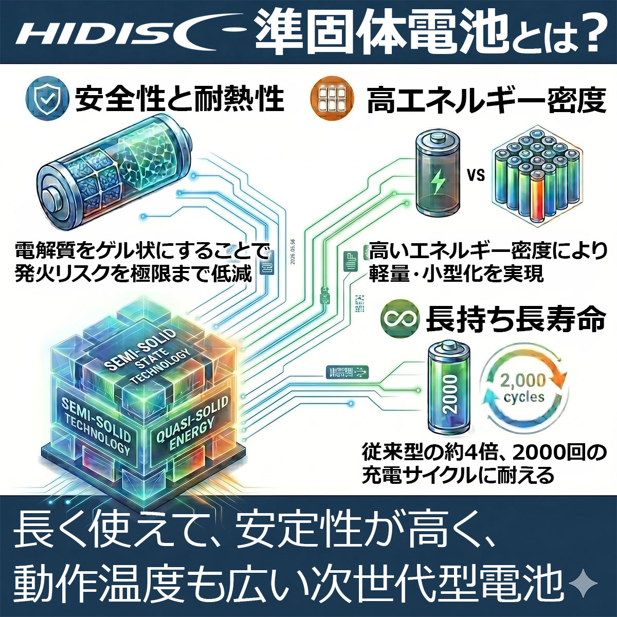 HIDISC 準固体 モバイルバッテリー 10000mAh [マルチスマートIC採用] 発火しにくい 安定性 ブラック HD4-SSMBTC10BK