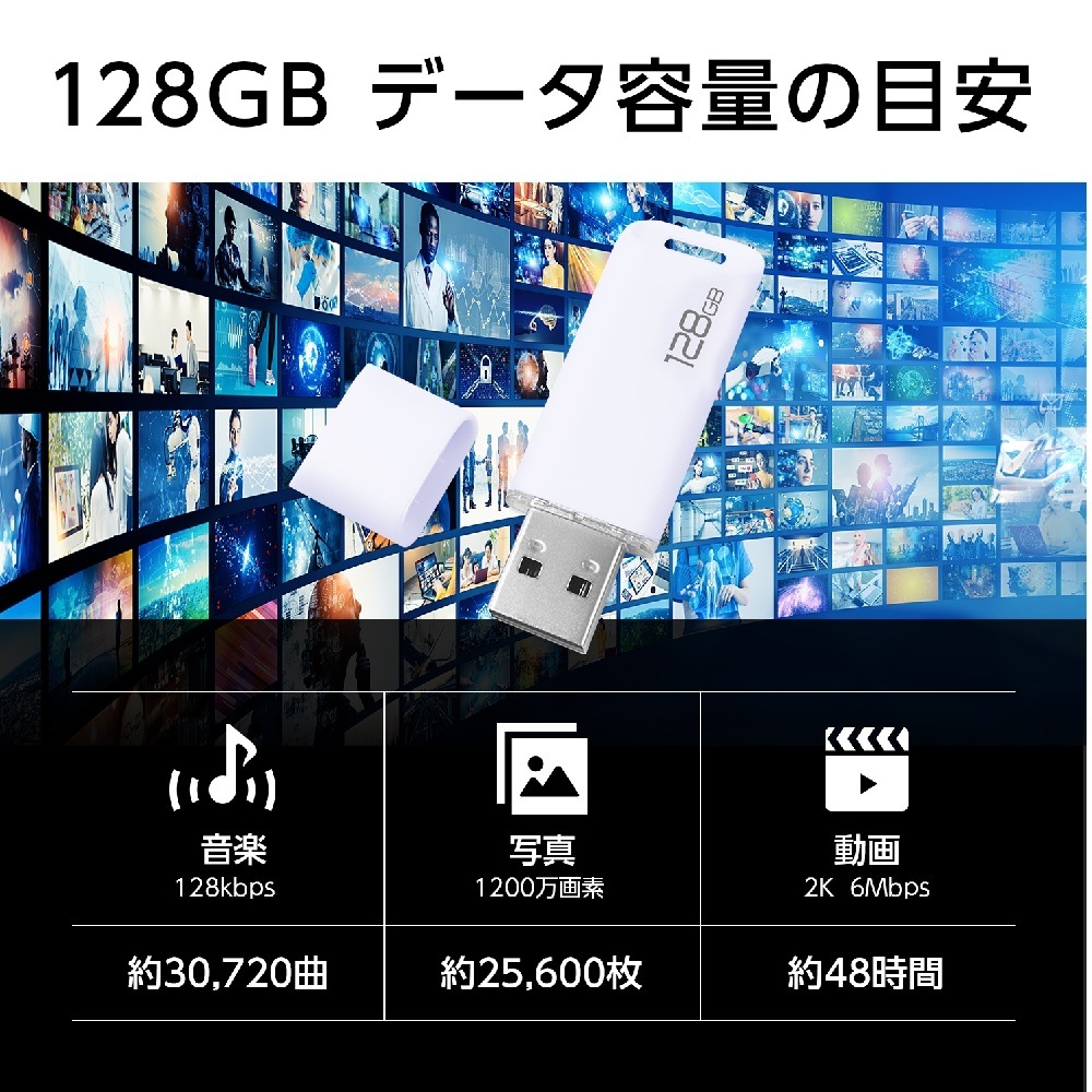 USB 2.0 フラッシュドライブ 128GB MFUF128G2　[4個までメール便OK]　[返品交換不可]