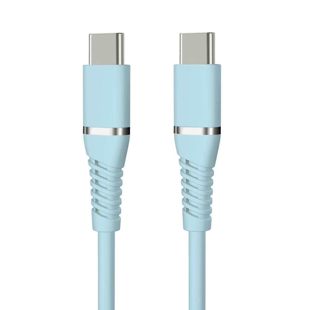 HIDISC USB やわらかで絡みにくいType-C to Type-C (C to C ケーブル） 1m アイシーブルー PD100W対応 超急速充電 HD-STCC100W1BL