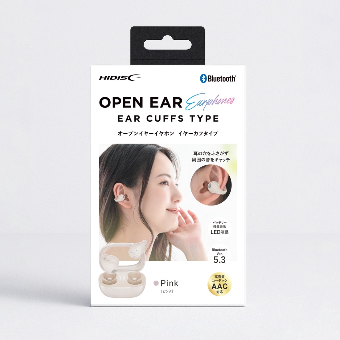 HIDISC イヤーカフタイプ完全ワイヤレスイヤホン ピンク HDBTOEJ355PK