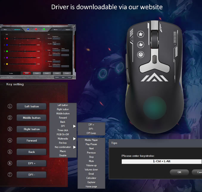 ゲーミングマウス PAW3311搭載 12,800DPI RGBバックライト ワイヤレス・Bluetooth・有線対応 高耐久エルゴ設計