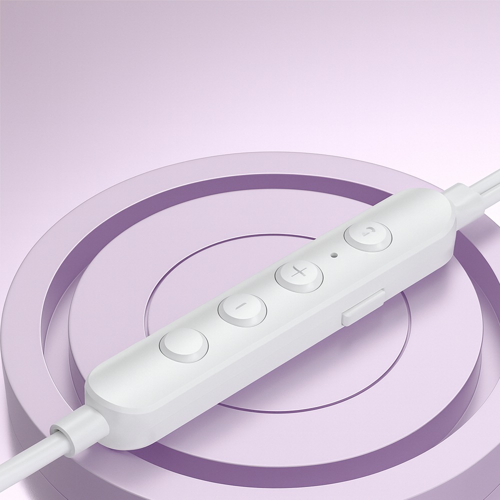 USB Type-Cゲーム&カラオケ対応(マイク搭載)有線イヤホン 白×紫 HD-KC0086PL