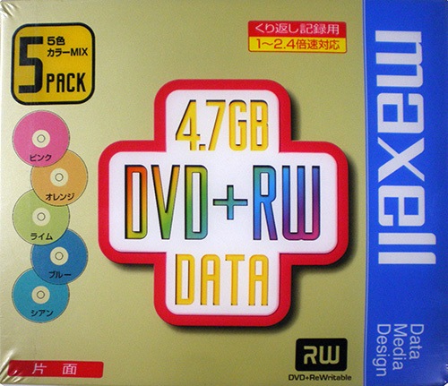 【50枚まとめ買い】MAXELL DVD+RW くり返し記録用 4.7GB 1～2.4倍速対応 カラーミックス 5mmケース 5枚×10パック