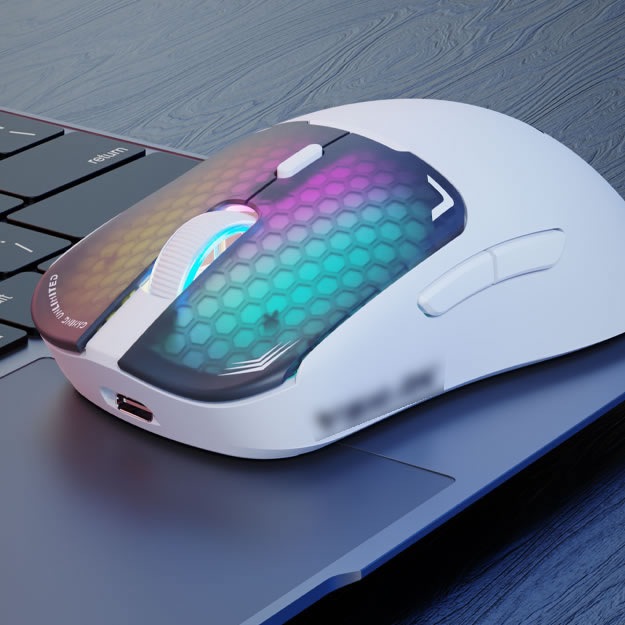 ゲーミングマウス 超軽量53.5g PAW825搭載 12,800DPI ハニカムRGBライティング 音楽同期対応 高精度エルゴ設計