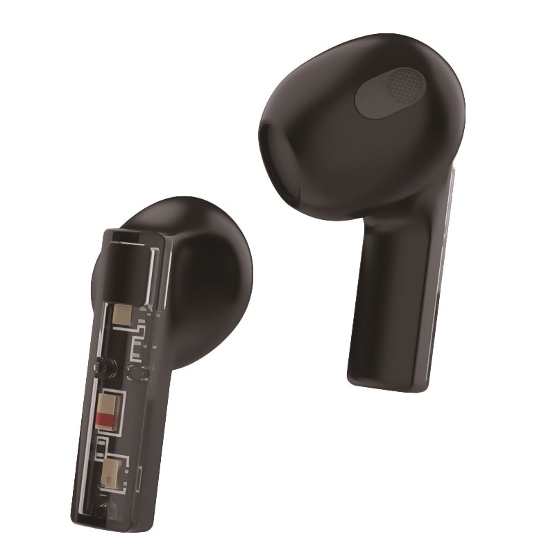 【リファービッシュ】 HIDISC ENCマイク搭載 スケルトン フルwirelessイヤフォン ブラック R-HD-BTCLA06BK