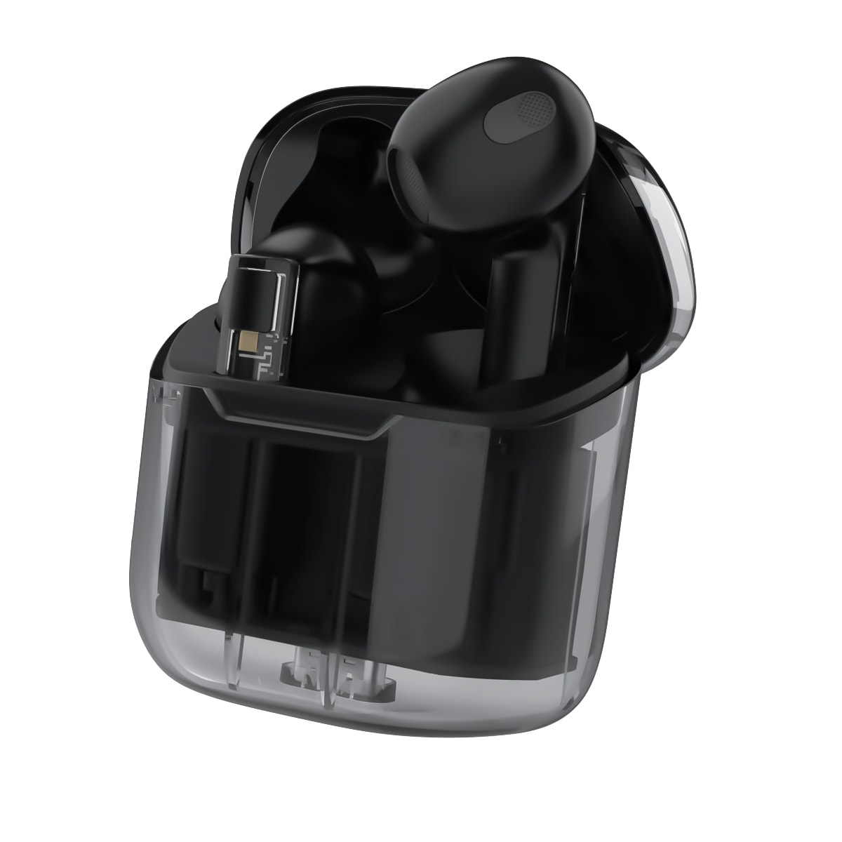 【リファービッシュ】 HIDISC ENCマイク搭載 スケルトン フルwirelessイヤフォン ブラック R-HD-BTCLA06BK