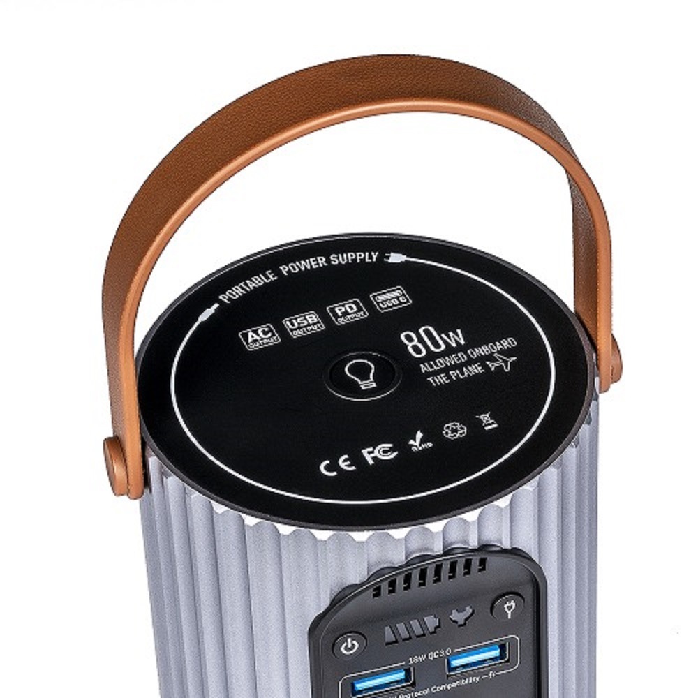 ポータブル電源S8C アウトドア・キャンプ・防災に最適。24000mAh、88.8Wh、重量960g、PD,QC3.0対応、4段階LEDパネル+SOSライト装備