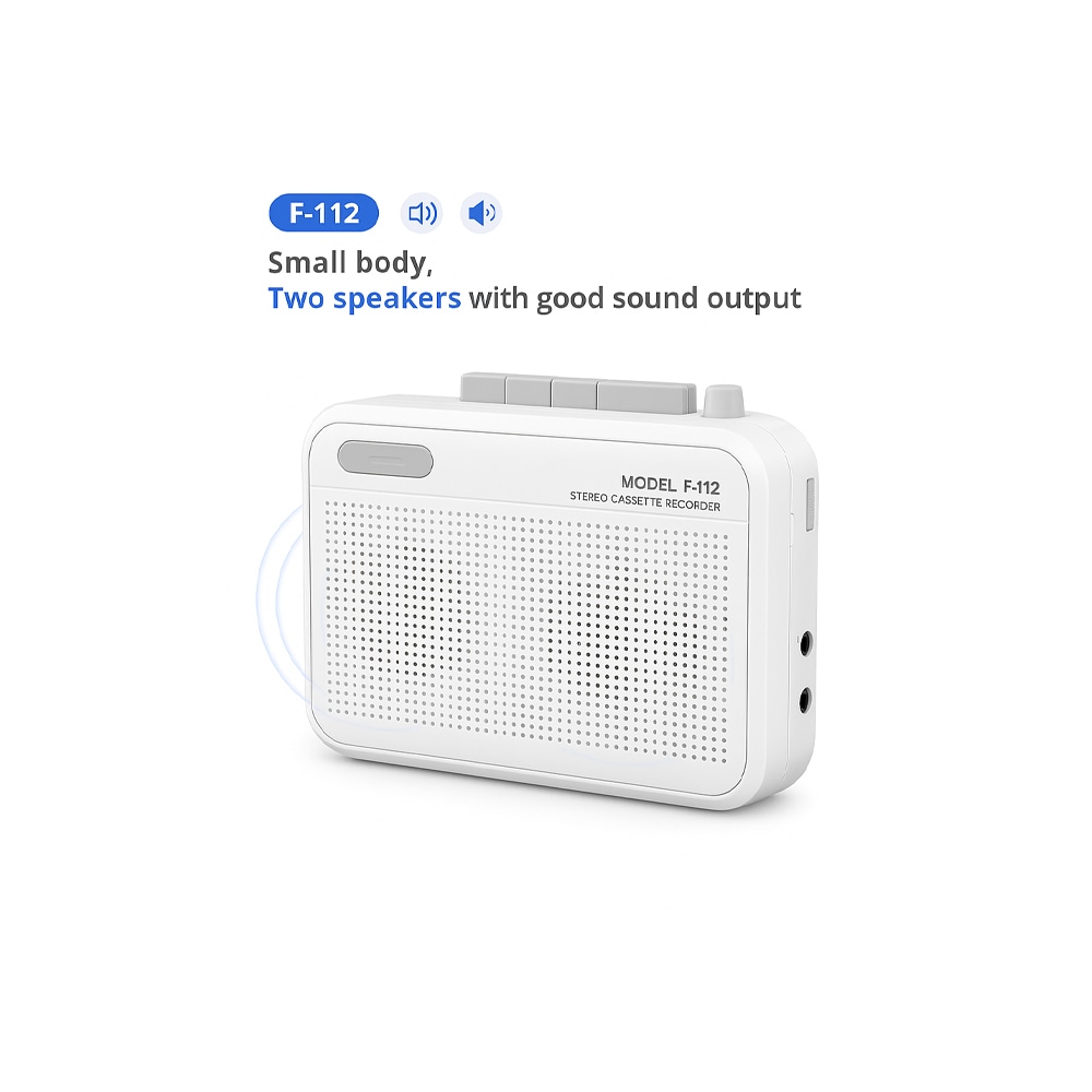 ステレオデュアルスピーカー内蔵ポータブルカセットレコーダー　F-112STSW