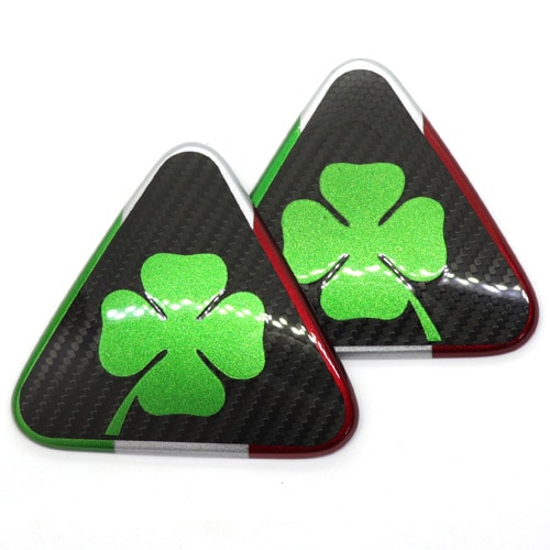 セールAlfa Romeo GIULIA フェンダーバッジカバー KOSHI Alfa Romeo GIULIA QV フェンダーバッジカバーセットクアドリフォリオ＆トリコローレ（グリーン）-FLATOUT  ONLINE SHOP