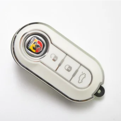 core OBJ ABARTH 595 ハードキーカバー ホワイト アバルト｜ラテン車の