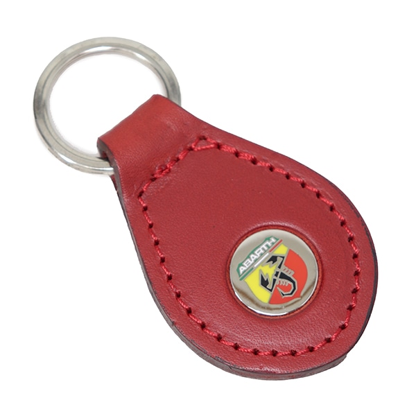 ABARTH レザーキーリング【エンブレム】(レッド×レッドステッチ
