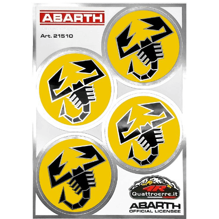 ABARTH 純正 エンブレム アルミタイプステッカーイエロー(4枚セット