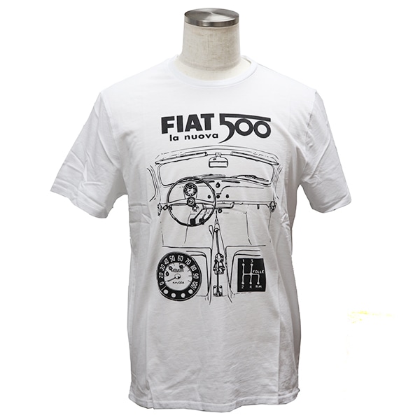 FIAT 純正 la Nuova 500 半袖Tシャツ（ホワイト）Lサイズ｜ラテン車の