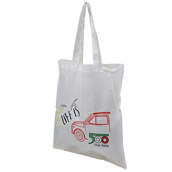 FIAT Nuova 500 「Life is」 ポケッタブルエコバッグ（ホワイト