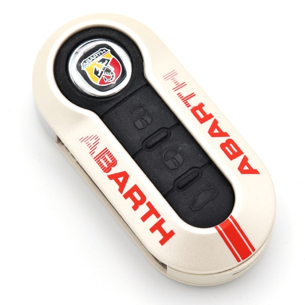 ABARTH 純正 ダブルロゴ キーカバー(アイボリー) アバルト｜ラテン車の