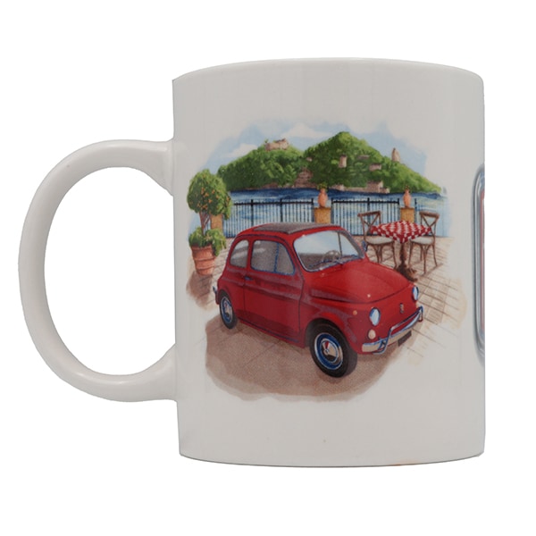 FIAT 純正 クラシック 500エンブレム＆イラスト プリントマグカップ 