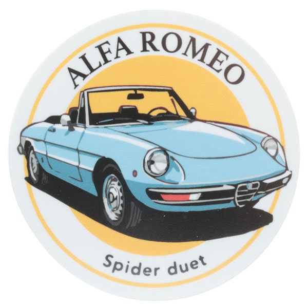 【☆即納☆】alfa romeo ステッカー 12枚セット（6種×各2枚） Alfa Romeo SPIDER DUETTO ヴィンテージ イラスト ステッカー｜ラテン