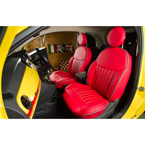 フィアット500 FIAT シートカバー CABANA サローネ 美品 CABANA FIAT 500 シートカバー(サローネ本革パンチング)｜ラテン車の