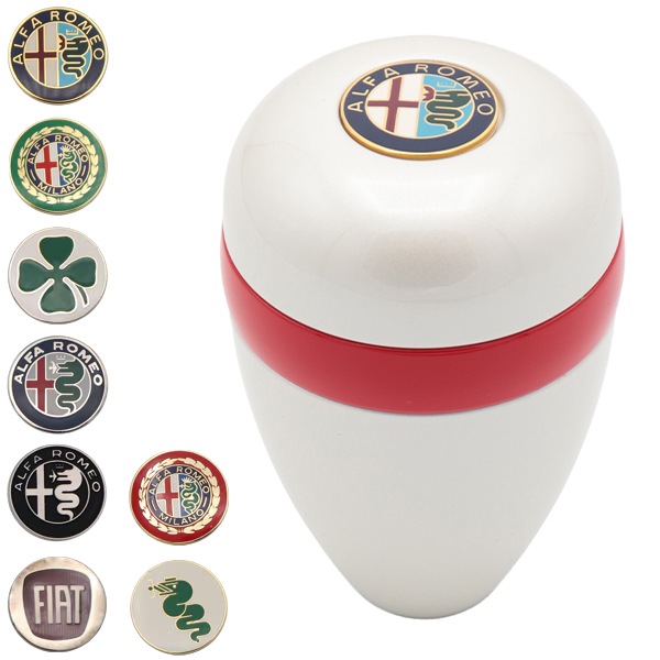 Alfa Romeo/FIAT/ABARTH シフトノブ【エンブレム】（ホワイト×レッド
