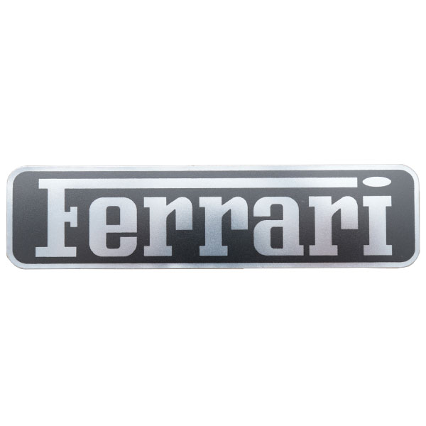 Ferrari ロゴステッカー（ブラック×シルバー）12×3cm｜ラテン車の雑貨