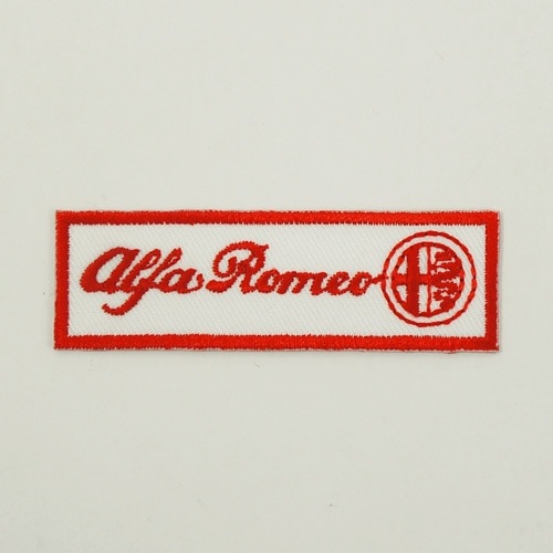 Alfa Romeo ロゴワッペン(ホワイト×レッド)4.5x12.2cm アルファロメオ