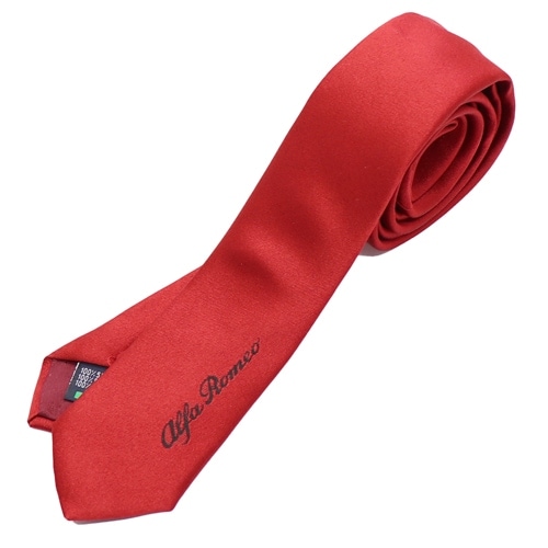 Alfa Romeo 純正 ロゴ入り ナロータイ(レッド)ネクタイ｜ラテン車の