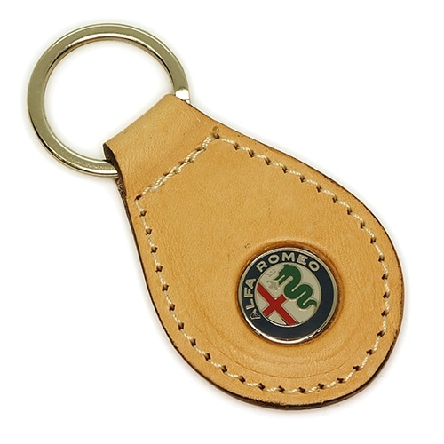 Alfa Romeo レザーキーリング【ニューエンブレム】(キャメル)｜ラテン 