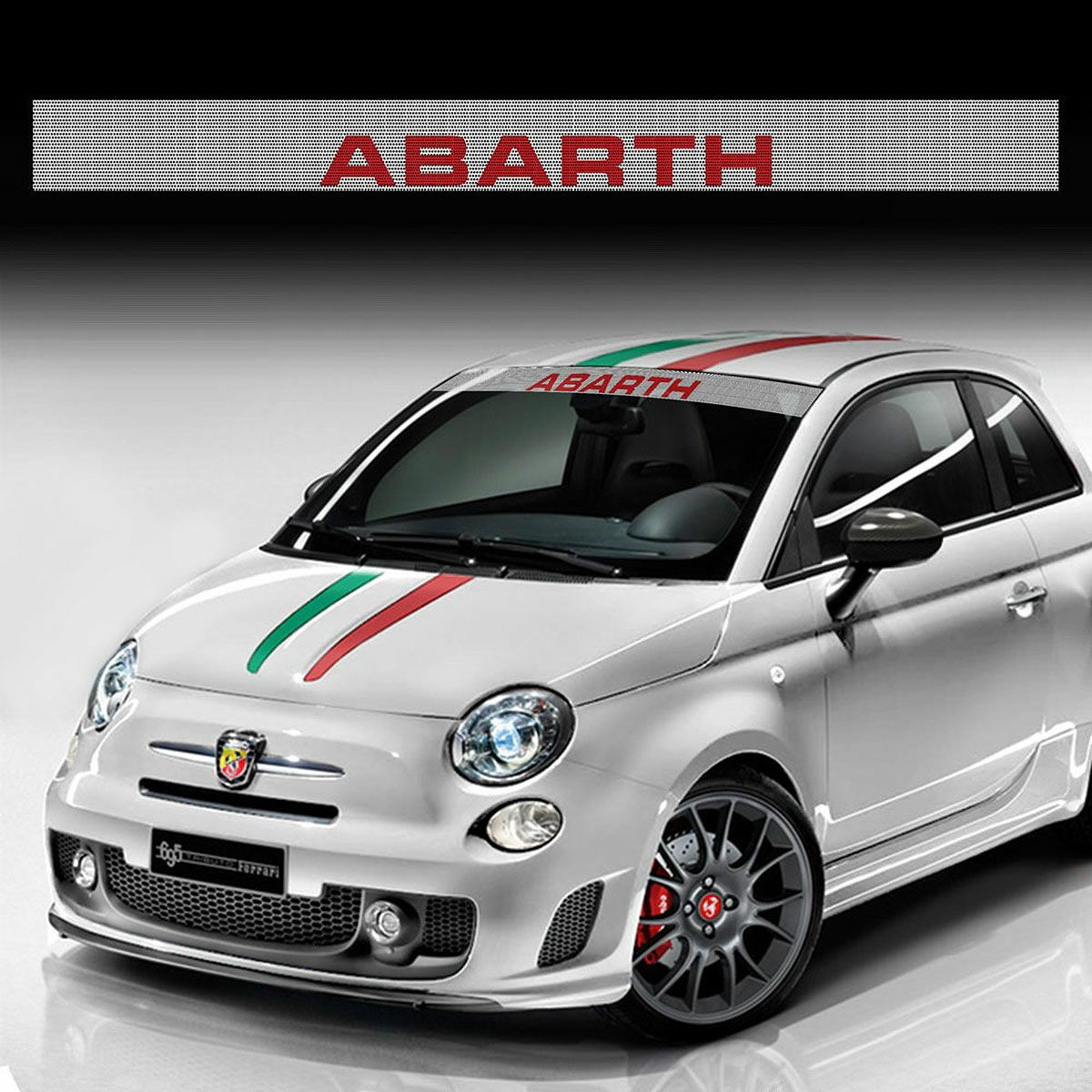 ABARTH メッシュウィンドウステッカー（レッド）要カット｜ラテン車の